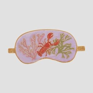 Powder Embroidered Luxury Lobster Sleep Mask - Purple and Gold Velvet